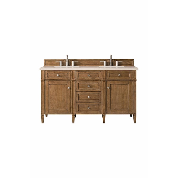 James Martin Vanities Brittany 60in Double Vanity, Saddle Brown w/ 3 CM Eternal Marfil Quartz Top 650-V60D-SBR-3EMR - main
